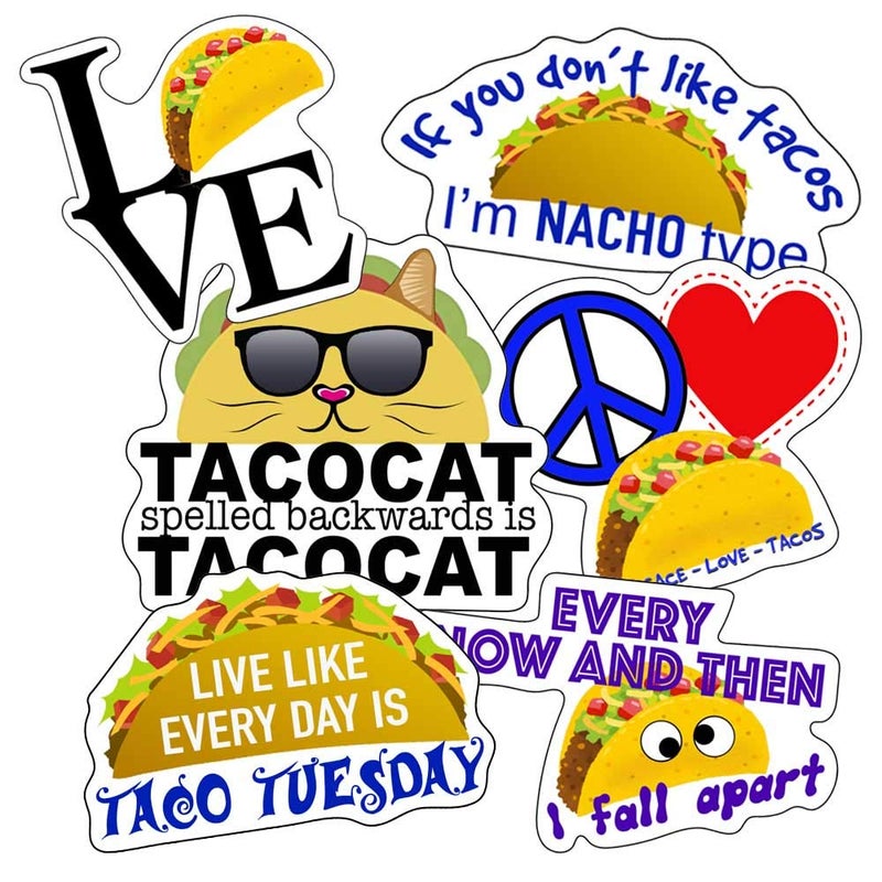 Leann Michael Taco Stickers - Perfect Taco Gifts for Lovers - Great On Bottles, Laptops, Cars, Kids - Large, Waterproof Vinyl - Image 1